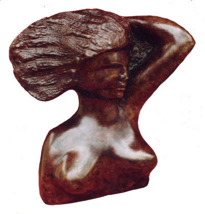 FemmeAuFardeau-bronze d'aprés calcaire-15x16x10cm